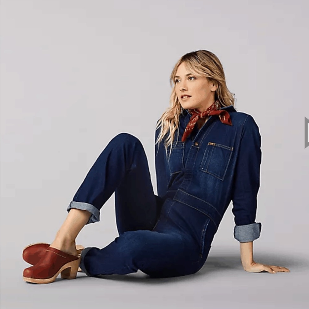 Lee Womens Union-Alls, indigo dye with gold stripe